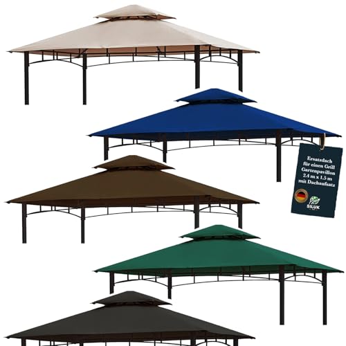 freigarten.de Ersatzdach für Pavillon Grill 2.4[m] x 1.5[m] Meter Sand Antik Pavillon Wasserdicht Material: Panama PCV Soft 370g/m² extra stark Modell 11 (Cappuccino)