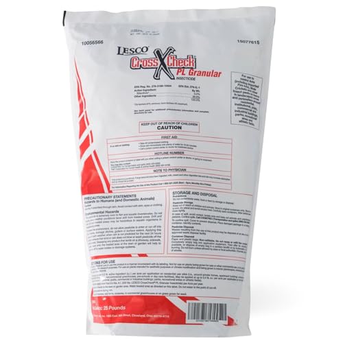 Lesco Crosscheck PL Granular Insecticide - Controls Chinch Bugs armyworms sod webworms cutworms mole Crickets and More - 25 lbs.