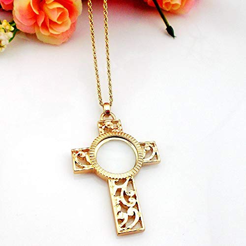 Loupe de lecture portable LIBINFAN en collier croix grossissante pour seniors