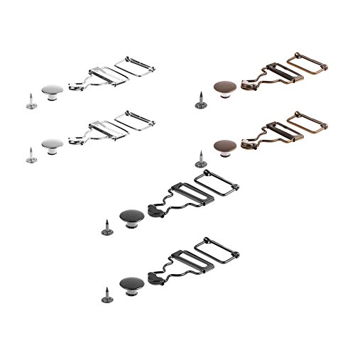 BCP 6 Sets Suspenders Replacement Buckle with Rectangle Buckle Slider & No-Sew Buttons (for 1.5-inch Strap)