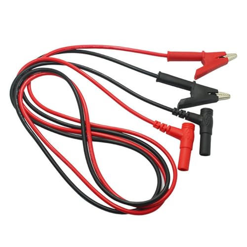 JZK 2PCS 1m 1000V 10A Alligator Clips Electrical Test Leads, Multimeter Test Leads, 4mm Banana Plug to Crocodile Clip Cable, Black and Red
