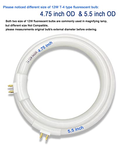 (2Pack) 4.75’’ T4 Type 12W 6400K Circular Bulb Replacement For Magnifier Desk Light,Vanity Magnifying Makeup Mirror,Daylight 6500K Fluorescent Lamp #TOP4
