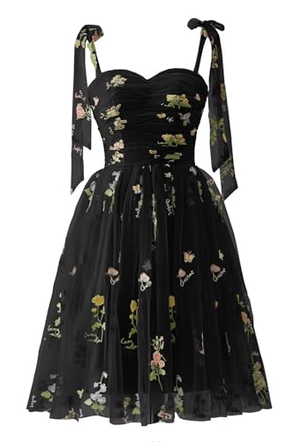 Wchecalino Short Homecoming Dresses 2025 Flower Embroidery Tulle Prom Dress Formal Party Gown for Women