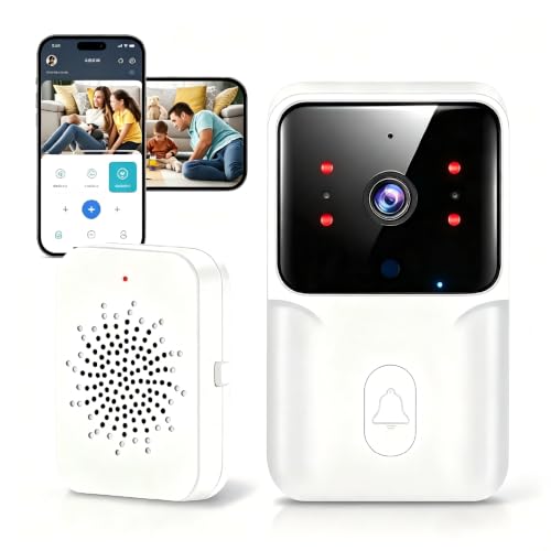 Générique Sonnette Vidéo sans Fil avec Caméra 1080P, Visiophone WiFi Intelligent, Vision Nocturne, Détection de Mouvement, Audio Bidirectionnel, Notification Smartphone, IP65 Étanche