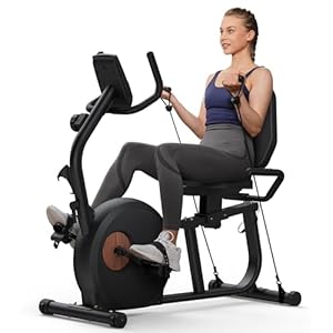 MERACH Velo d'Appartement, Ergomètre pour la Maison avec 8 Niveaux de Résistance Réglables, Connectivité Exclusive par Application, Écran LCD, Capteurs de Fréquence Cardiaque et Dossier Réglable