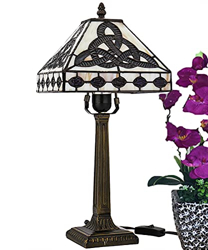 Celtic Lamp Stained Glass Table Lamp Style Art Glass Desk Lamp St Patrick's Day Decoration 18 Inches Tall 8.50 Inches Wide Lamp Beside Lamp 1 Bulb Antique Zinc Base For Living Room Bedroom Kitchen #TOP5