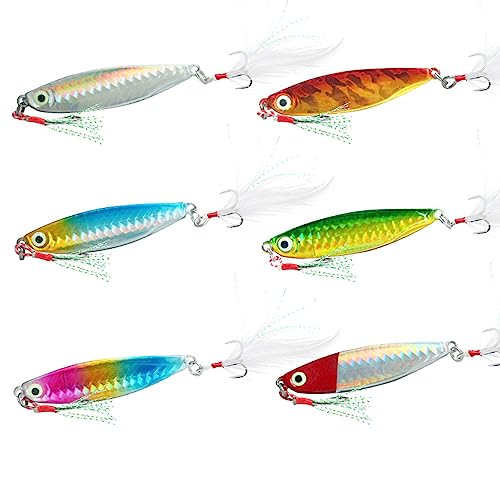 6 Pack 30g Metal Fishing Jigs - Beach Casting Lures for Mackerel, Cod, Sea Bass, Pike - Stinger Spinner Lures - Image 7