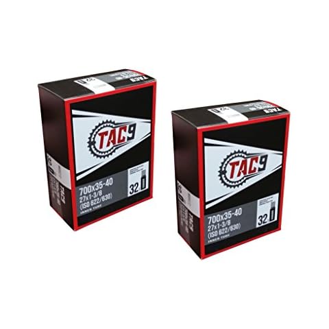 2 Pack - TAC-9 Tube, 700 x 35-40 (27 x 1-3/8) Regular Schrader Valve, 32mm, (ISO 622/630) Cover