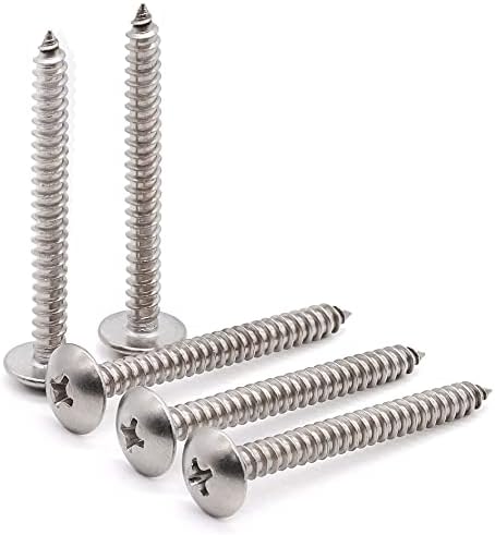 Glvaner M3.5 x 9.5mm Truss Head Phillips Drive Wood Screws, 304 Stainless Steel 18-8, Mushroom Head Self Tapping Screws, Bright Finish, Pack of 100