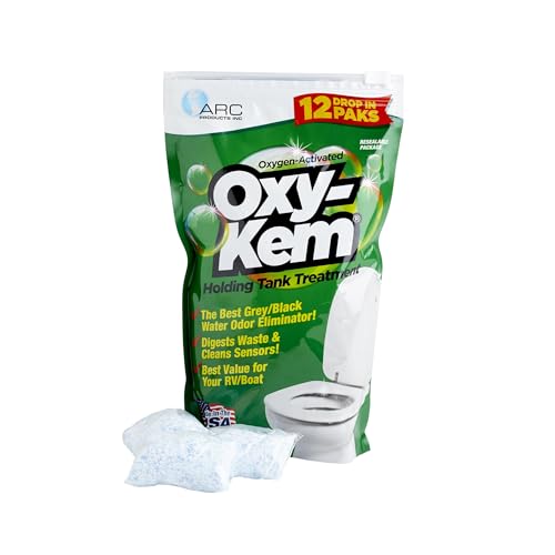 Oxy-Kem Holding Tank Treatment Pods - Black & Grey Water Tank Treatment Eliminates Odor, Digests Waste, Safe for Septic Tanks, Ideal for RVs, Marines, Campers & Portable Toilets (72 Count)