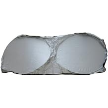 Spring Loop Collapsilbe Dual Circle 1 Piece Auto Sunshade - Metalic Silver 59 inch x 27.5 inch
