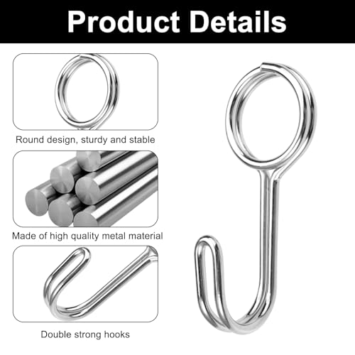 EXIN DEHCEN 10 Stück Spiralhaken, Seilhaken, Planenspanner Edelstahl Haken Anhänger, Universal Haken für Expanderseil, Haken mit öse für Anhänger LKW Boot Fahrrad Motorrad Planen (Silber)
