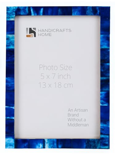 Handicrafts Home Handmade Bone Inlay 5x7 Blue Picture Frame Coastal Décor