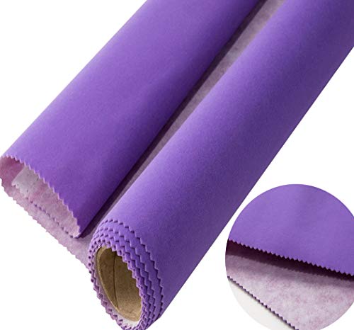 Waddllcor Self Adhesive Velvet Flock Liner for Jewelry Drawer Craft Fabric Peel and Stick(Purple), Soft Velvet Liner for Drawer DIY 17.7" x 117"