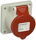 Verkauft jeder Mennekes (Unternehmen) 101100215 Grundlagen Semi Einbauleuchten CEE, Steckdose, 400 V, 50–60 Hz, 16 A, 4-polig, IP 44, 75 mm x 75 mm Rahmen, 1 Stück, rot