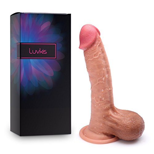 9" Realistic Dildo Dual-Layered Silicone Cock With Full Shaped Balls And Strong Suction Cup For Life-Like Experience Hands-Free Anal G-Spot Play Masturbation Luvkis Sex Toy For Women(Experienced) #TOP4