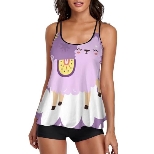 Robe de plage tankini alpaga avec shorty intégré au motif dessin animé
