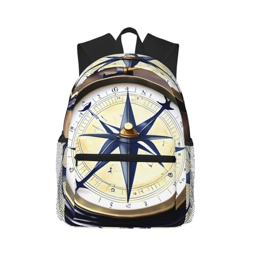 Sac à dos léger avec boussole nautique sac noir One Size pour homme et femme à poches