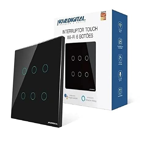 Interruptor 6 Botões PretoTouch Wi-fi