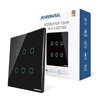 Interruptor 6 Botões PretoTouch Wi-fi