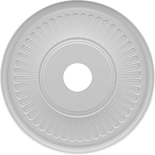 Image of Ekena Millwork CMP19BE Berkshire Thermoformed PVC Ceiling Medallion (Fits Canopies up to 8 3 /8 inch), 19 inchOD x 3 1 /2 inchID x 1 inchP