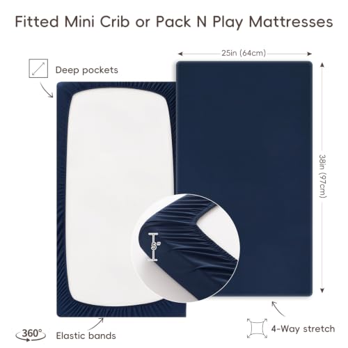 Image of david's kids 3 Pack Mini Crib Sheets, Soft Breathable Premium Pack N Play Sheets for Baby Boys Girls Neutral, Playard and Mini Crib Mattresses, Dinosaur