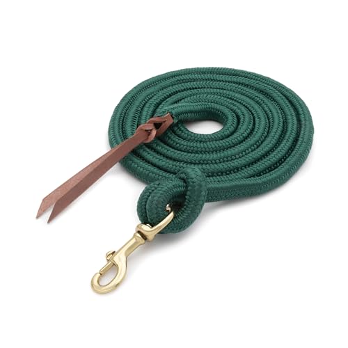 Weaver Equine Performance Lead Rope 5/8 x 10 Horse Cowboy Rope with Brass Plated Snap Soft Comfort Grip Barn Horse Tack for Daily Use Hunter Green
