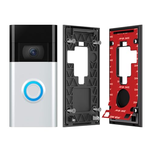 No-Drill Mount Compatible with Ring Video Doorbell (2020 Release) – 2-in-1 Adhesive & Screw Mounting Plate with 3M VHB Tape, Renter Friendly Damage-Free Installation Kit for Apartments Offices Homes