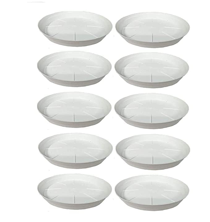 CosaCentrum White Plant Saucers – Flexible Pot Base Tray for Indoor & Outdoor Planters, Lightweight & Durable Drip Catcher Plate (White, Pack of - 6, Size - 4 Inch)
