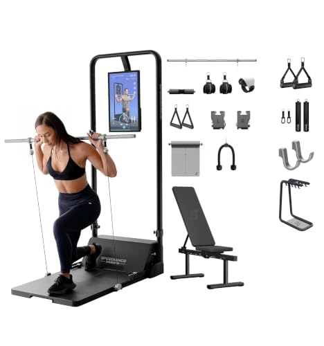 Speediance Gym Monster Works Plus & Smart PowerGrip & Adjustable Barbell Hooks & Extender Belt Attachments & Gym Accessories Organizer Bundle