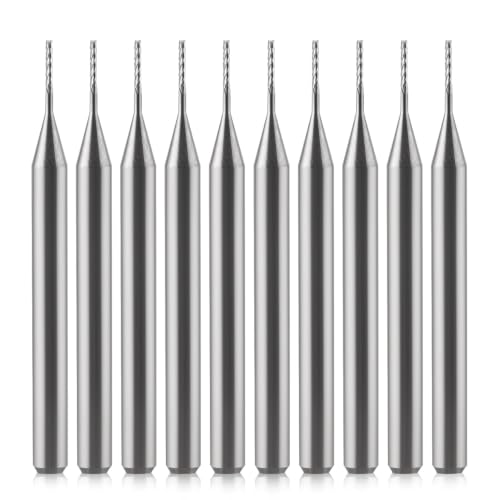 Image of Trvoxviq 10Pcs Carbide END Mill Cutter,0.6mm Cutting Diameter 4mm Cutting Length Carbide End Mill Engraving Milling Cutter CNC Router Bits for PCB Machine, 1/8" Shank(0.6x4mm)