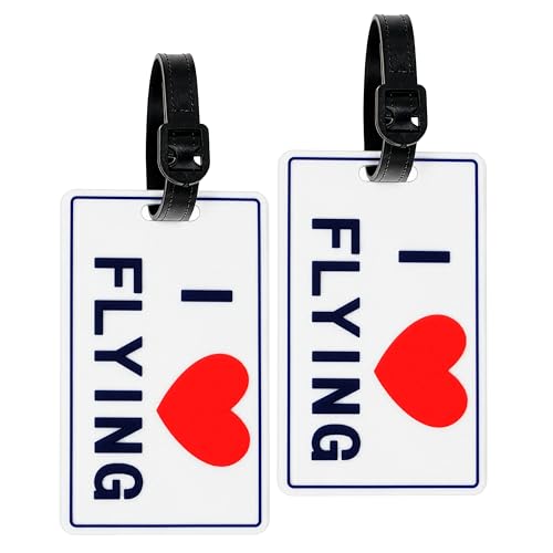 Image of Storite Pack of 2 Luggage Tags with Black Silicon Strap (White & Red)