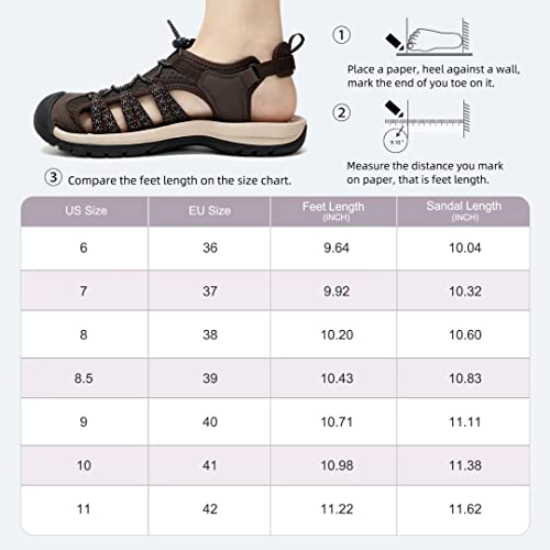 Megnya Womens Summer Sandals With Arch Support, Slip Resistant And Washable Hiking Sandals With Adjustable Straps, Cute And Comfy Close Toe Slides For Anti-Collision Coffee Size 7 #TOP5
