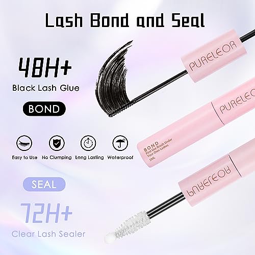 Lash Clusters DIY Eyelash Extension Kit with Bond Seal Tweezers Individual Lashes Remover Kit Soft False Lashes for Personal Use at Home 10-16mm - Image 4