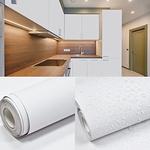 White Contact Paper Matte White Wallpaper Peel And Stick Wallpaper For Bedroom Removable Wallpaper Self-Adhesive Solid Contact Paper For Cabinets Countertops Shelf Liner Drawer Waterproof 15.7"X78.7" #TOP4
