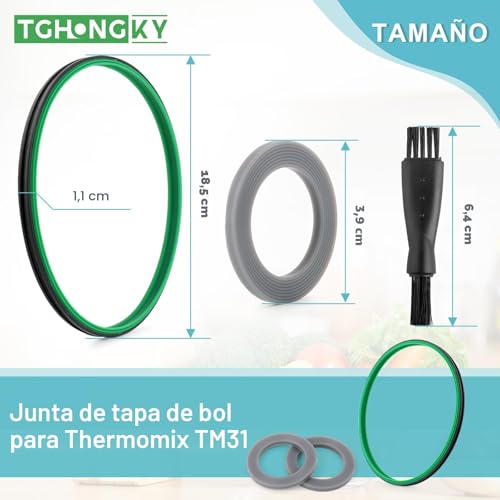 Miniatura 2 de Tghongky Junta De Tapa De Bol Para Thermomix Tm31 Robot De Cocina Accesorio Junta De Silicona Para Thermomix Tm31 Sella Bien Y Viene Con Junta De Sellado De Cuchilla Y Cepillo De Limpieza