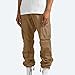 Men Cargo Sweatpants Loose Casual Work Pants Joggers Open Bottom Drawstring Cargos Athletic Cotton Straight Sweat Pant Men Cargo Pants with Pockets Khaki L