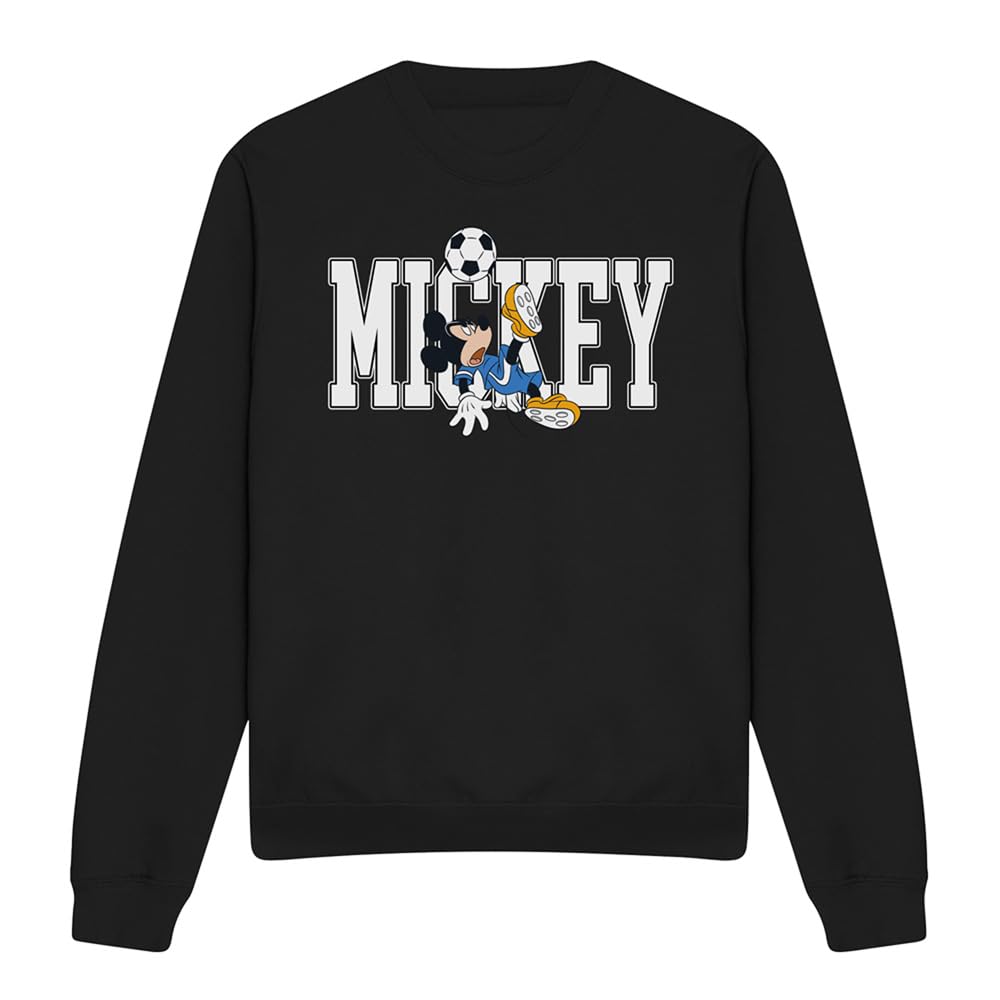 Disney Mickey Mouse Football Kick Unisex Sweatshirt, Black, Small