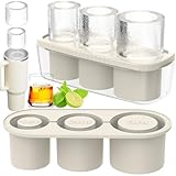Ice Cube Tray for Tumbler Cup 30Oz-40Oz, 3 Pcs Silicone Cylinder Ice Mold with Lid and Bin for Freezer, Easy Fill and Release Ice Maker for Whiskey, Cocktail BPA-Free