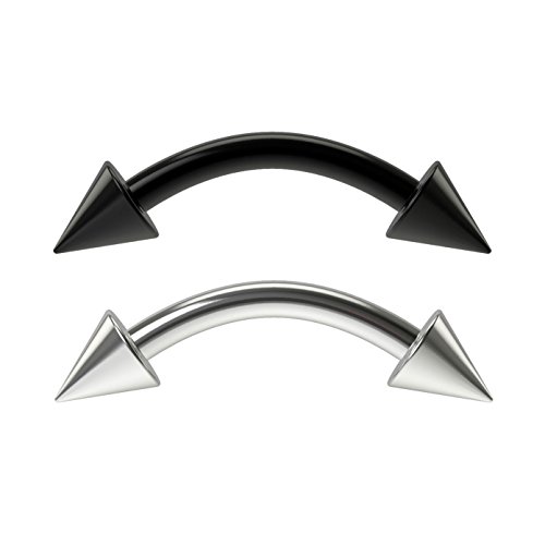 Evonix BQCRVBSB-8MMC3 2Pc Curved Barbell 16G Vertical Labret Earrings Gauge Surgical Steel Bar Women Piercing Jewelry 8Mm cover