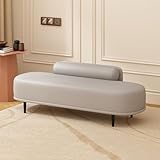 Bettbank am Ende – Kunstleder-Polster-Ottomane, Metallbeine, Schuhregal Organizer für Eingangsbereich, Flur, Schlafzimmer, Wohnzimmer, trägt bis zu 150 kg