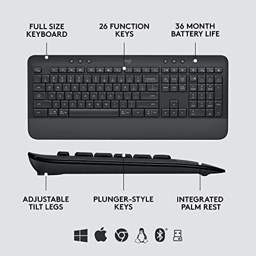 Logitech Signature MK650 Combo for Business, Wireless Mouse and Keyboard, Logi Bolt, Bluetooth, SmartWheel, Globally Certified, Windows/Mac/Chrome/Linux - Graphite by Logitech - Image 8