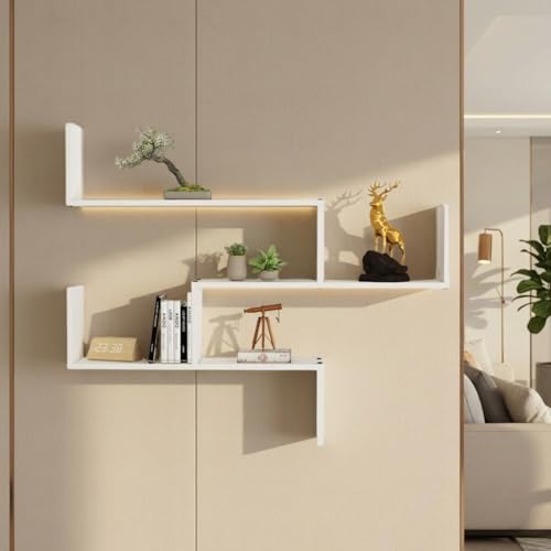 Image of WRAN Multipurpose Modular Wall Racks /Shelves /Organiser /Decor Particle Board Wall Shelf (Number of Shelves - 5, White)