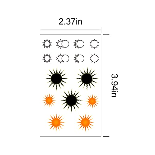 7 Sheets Sun Moon Star Temporary Tattoos, 100+ Pattern Minimalist Small Cute Black Fake Tatoo Stickers For Kids Women Body Hand Neck Wrist Arm Leg #TOP6