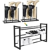 COMAX 3-Tier Expandable Shoe Rack or Boot Rack Organizer for Tall Boots, Small Adjustable Shoe Shelf