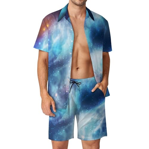 Chemise Hawaïenne Homme Anti-Transpiration Ensemble Plage Ciel Étoilé Léger Taille S