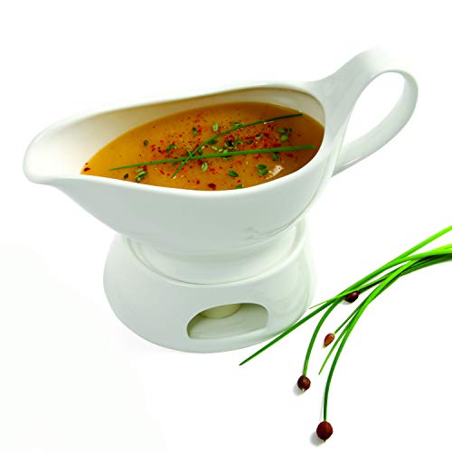 Norpro Porcelain Gravy Sauce Boat With Stand And Candle, 16Oz, White #TOP3
