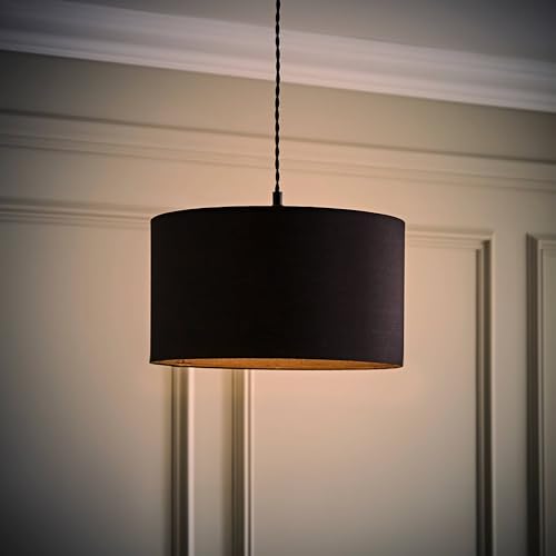 MiniSun | Medium Modern Black Fabric Drum Light Shade | Lamp Shades, Home Décor & Improvement Essential | 35cm Shade Width - Image 6