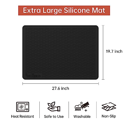 Silicone Electric Stove Top Cover Mat - 28"x20"Ceramic Stove top Cover, Heat Resistant Glass Cooktop Cover, Flat RV Range Stovetop Protector, Extra Large Silicone Dish Drying Mat - BLACK by VoziSpace - Image 3