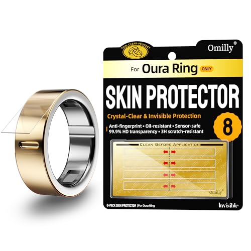 Omilly Oura�����O�X�L���v���e�N�^�[ 8���p�b�N 0.15mm �����^�N���A�t�B���� Oura Ring Gen 3 / Gen 4 / Gen 4 �p �Z���~�b�N�� 3H ���h�~ �w��h�~ �Z���T�[�Z�[�t�C���r�W�u���v���e�N�^�[ - �T�C�Y6